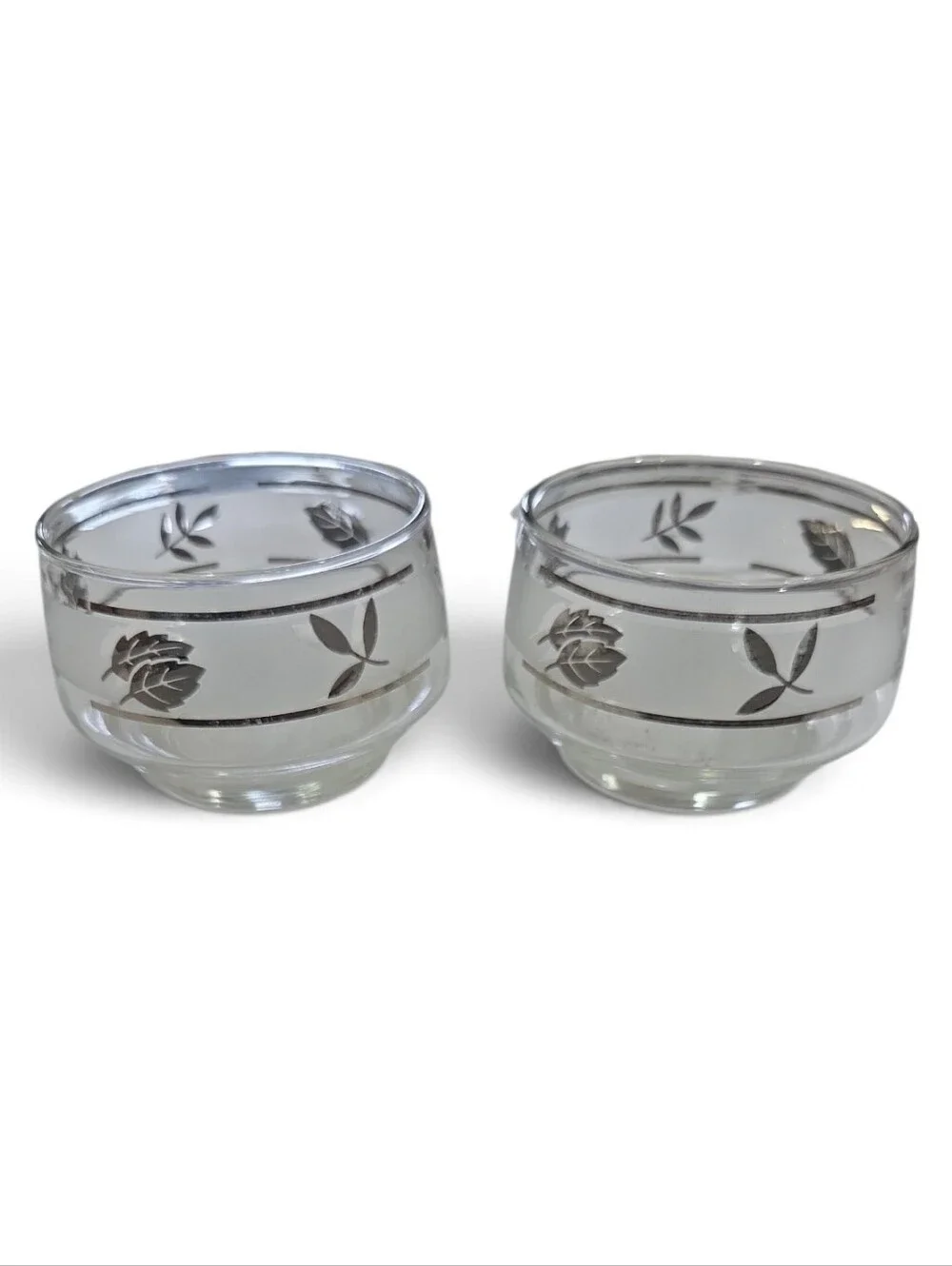 Vintage 25th Anniversary Decorative Glass Tray and Votive Set - Silver Floral